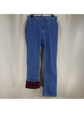 Riders By Lee Indigo Womens Jeans Size 10M Blue Fleece Lined Plaid Straight Leg